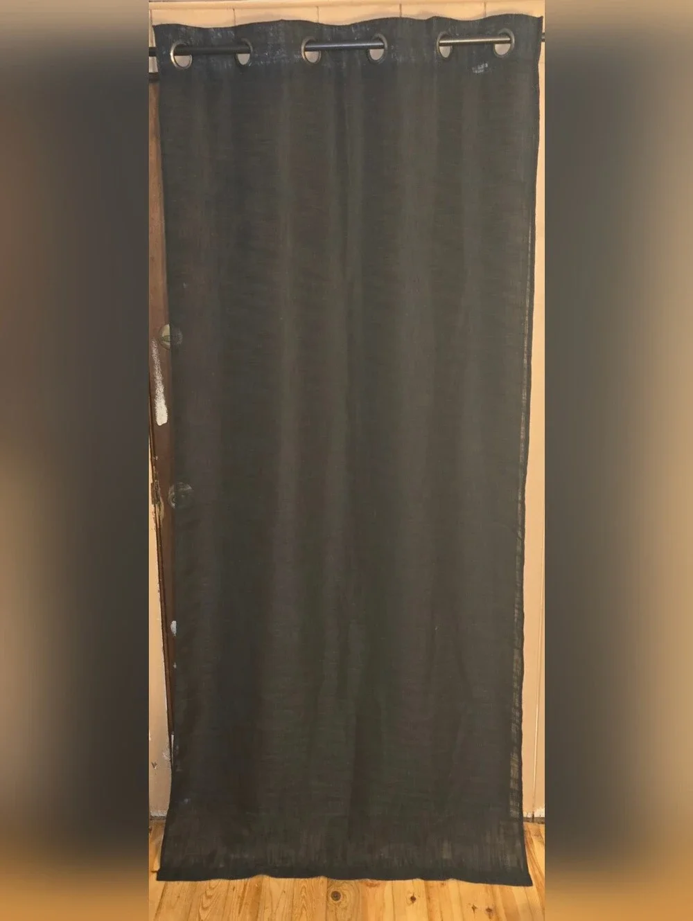 Black Sheer Grommet Curtain Panel